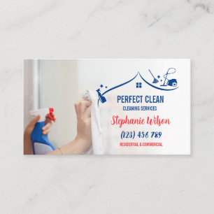 Modern Trendy House Cleaning Maid Janitorial Busin Business Card