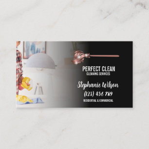 Modern Trendy House Cleaning Maid Janitorial Busin Business Card