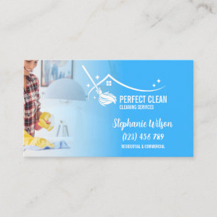 Modern Trendy House Cleaning Maid Janitorial Busin Business Card
