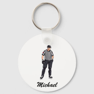 Modern Trendy Ice Hockey Referee Personalised      Key Ring