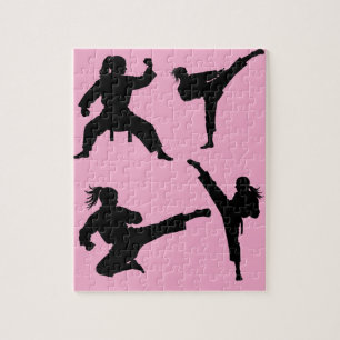 Modern Trendy Karate / Taekwondo / judo Pink Jigsaw Puzzle