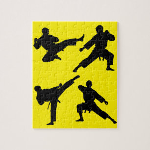 Modern Trendy Karate / Taekwondo / judo Yellow  Jigsaw Puzzle