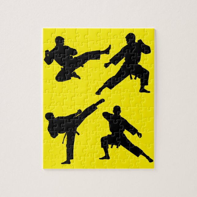 Modern Trendy Karate / Taekwondo / judo Yellow  Jigsaw Puzzle (Vertical)
