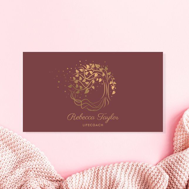modern trendy life coach tree of life gold yoga bu business card (Creator Uploaded)