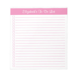 Modern Trendy Light Pink One Column Checklist Notepad