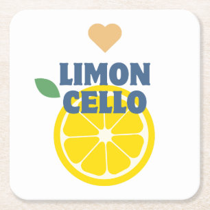Modern Trendy Limoncello Lemon Liquor  Square Paper Coaster
