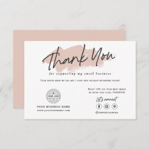 Modern trendy logo branding small business thank you card