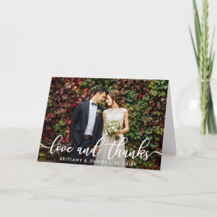 Modern Trendy Love and Thanks   Wedding Fold Thank You Card