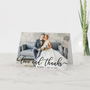 Modern Trendy Love Thanks Wedding Fold Thank You Card