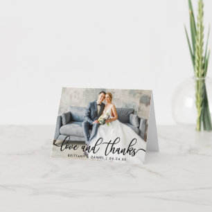Modern Trendy Love Thanks Wedding Note Thank You Card
