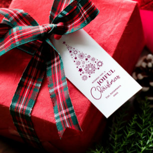 Modern Trendy Magenta Merry Christmas Script Gift Tags