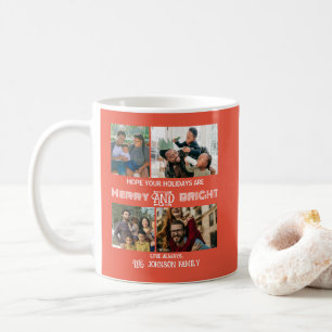 Modern trendy Merry and Bright Family Photo Coffee Mug