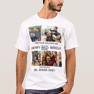 Modern trendy Merry and Bright Family Photo T-Shirt