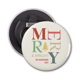 Modern Trendy Merry And Bright Minimalist Colourfu Bottle Opener