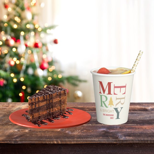 Modern Trendy Merry And Bright Minimalist Colourfu Paper Cups (Creator Uploaded)