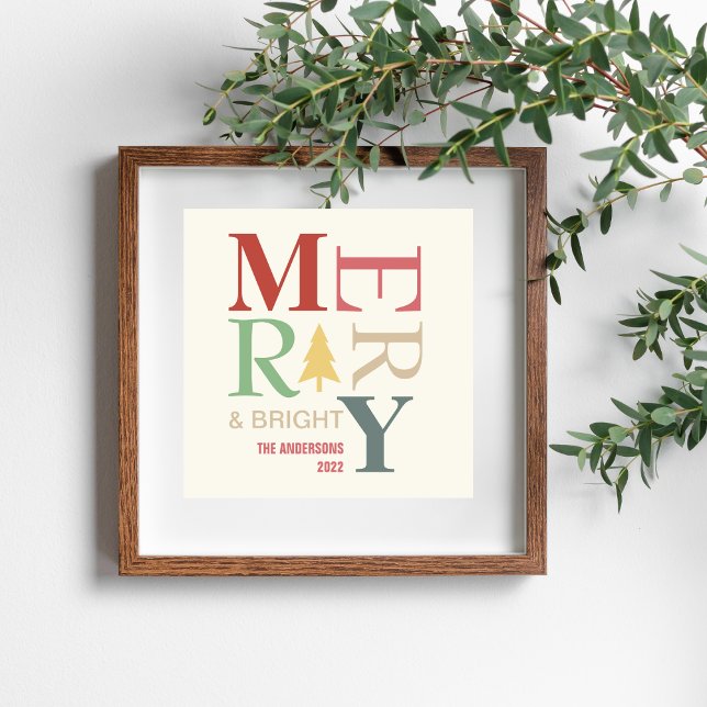 Modern Trendy Merry And Bright Minimalist Colourfu Poster (Creator Uploaded)