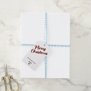Modern Trendy Merry Christmas Bright Red Gift Tags