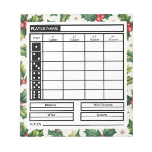Modern Trendy Merry Christmas Bunco Score          Notepad