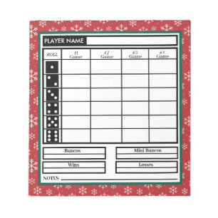 Modern Trendy Merry Christmas Bunco Score Notepad 
