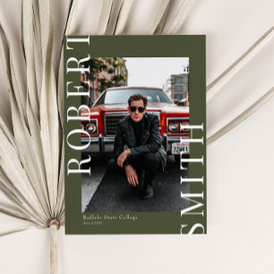 Modern Trendy Minimalist 3 Photo Graduation Invitation