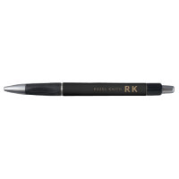 Modern Trendy Minimalist Black Gold Two Monogram