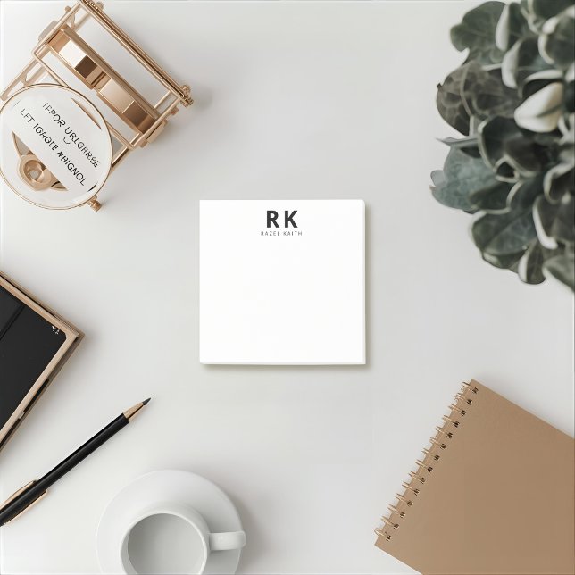 Modern Trendy Minimalist Black Two Monogram Post-it Notes (Creator Uploaded)