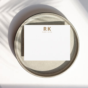 Modern Trendy Minimalist Gold Two Monogram Card