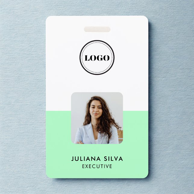 Modern Trendy Minimalist Photo | Neo Mint Green ID Badge (Creator Uploaded)