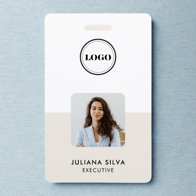 Modern Trendy Minimalist Photo | Neo Mint Green ID ID Badge (Creator Uploaded)