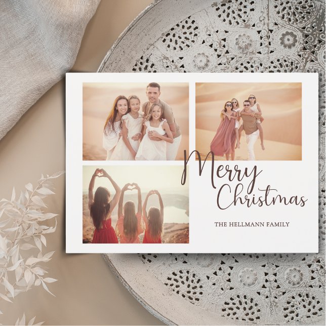 Modern trendy minimalist photos Merry Christmas Holiday Card (Creator Uploaded)