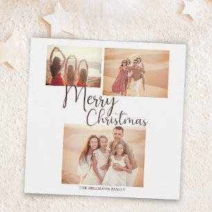 Modern trendy minimalist photos Merry Christmas Holiday Card