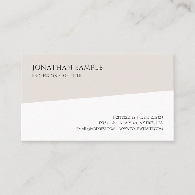 Modern Trendy Minimalist Plain Professional Chic Business Card (Front)