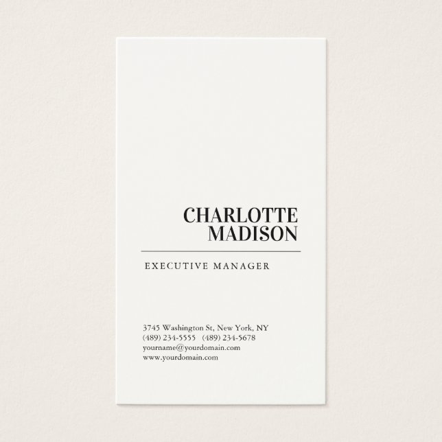 Modern Trendy Minimalist Plain Profile Card (Front)