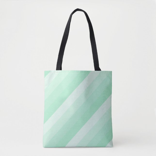 Modern Trendy Mint Green Striped Design Template Tote Bag (Front)