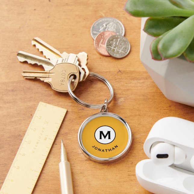 Modern Trendy Monogram  Key Ring (Desk)
