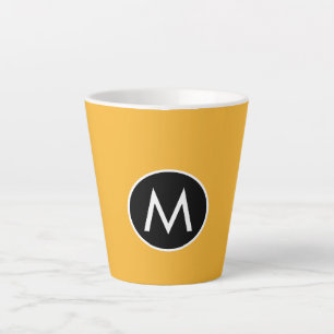 Modern Trendy Mustard Yellow Black Monogram Latte Mug