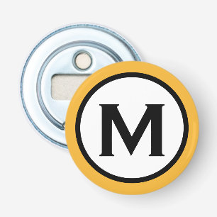 Modern Trendy Mustard Yellow Monogram Bottle Opener