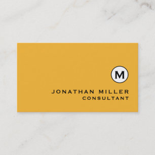 Modern Trendy Mustard Yellow Monogram Business Card