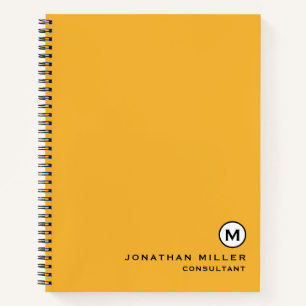 Modern Trendy Mustard Yellow Monogram Hardcover Notebook