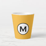 Modern Trendy Mustard Yellow Monogram Latte Mug<br><div class="desc">A trendy custom monogrammed design in modern minimalist style with classic block typography in black and white emblem on a bright mustard yellow background; a simple trendy professional design that can easily be updated with your monogram initial.</div>