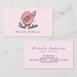 Modern Trendy Nails Salon Nail Technician Pink Bus Business Card