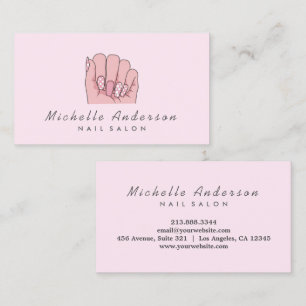 Modern Trendy Nails Salon Nail Technician Pink Business Card