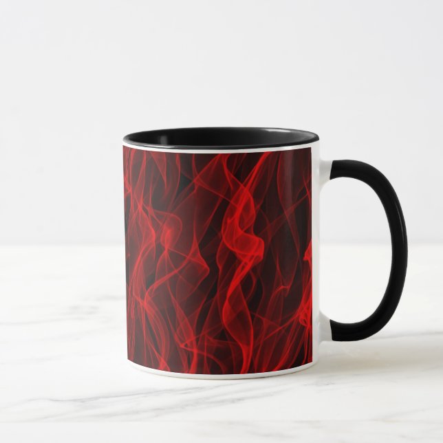 Modern Trendy Neon Red Curvy Line Abstract Pattern Mug (Right)