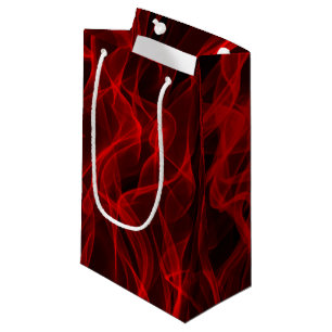 Modern Trendy Neon Red Curvy Line Abstract Pattern Small Gift Bag