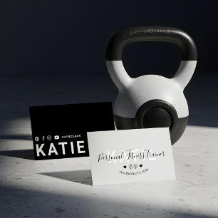 Modern Trendy Online Personal Trainer Fitness Grey Business Card