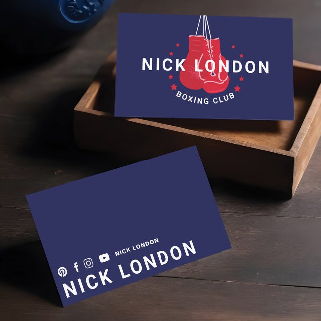 Modern & Trendy Online Red Boxing Gloves Club Business Card (Modern & Trendy Online Red Boxing Gloves Club Business Card)