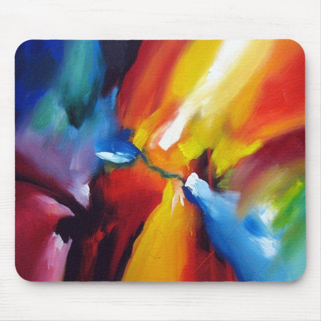 Modern Trendy Painting Red Blue Yellow Green Mouse Mat (Front)