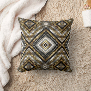Modern, trendy pattern in silver, gold and black  cushion