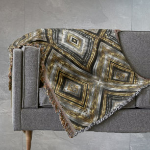Modern, trendy pattern in silver, gold and black  throw blanket