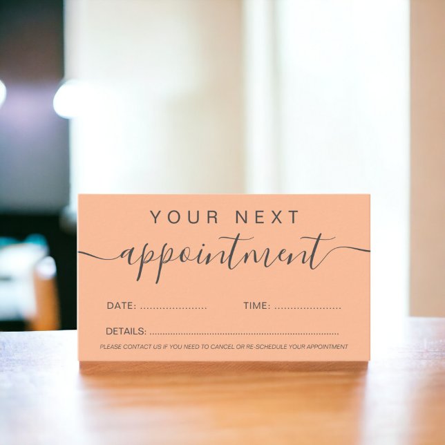 Modern trendy  peach script professional appointment card (Modern trendy peach script professional appointment card)